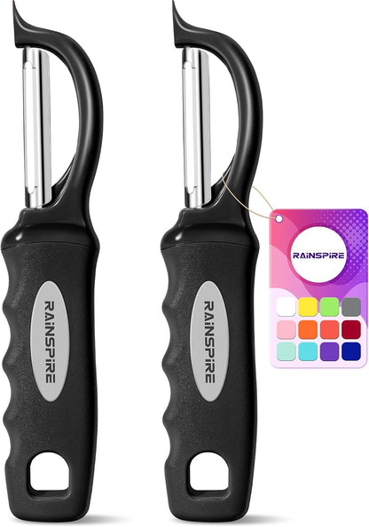 Swivel Vegetable Peeler Soft Comfort Handle Sturdy Long-Lasting 2Pcs Black