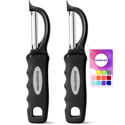 Swivel Vegetable Peeler Soft Comfort Handle Sturdy Long-Lasting 2Pcs Black