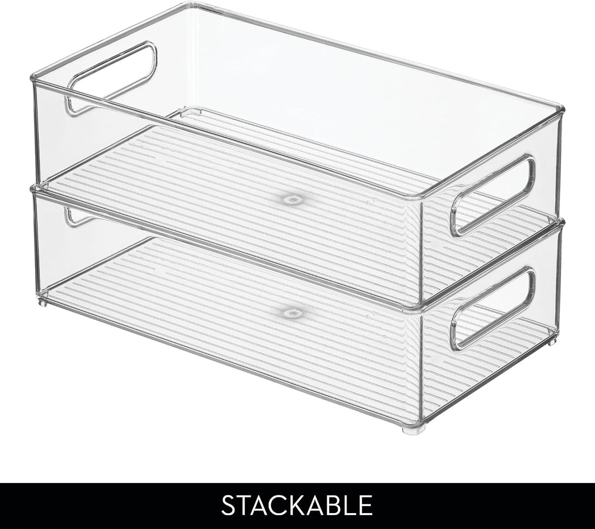iDesign Stackable Fridge Bin, Clear, Set of 2