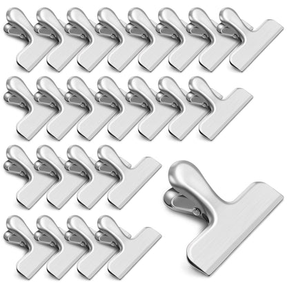 12 Pack Stainless Steel Chip Clips, Bag Clips for Food, Heavy Duty Chip & Bag Clip for Kitchen and Office to Seal Coffee Bags, Paper Sheets, Metal Clip Air Tight Seal-3 Inches (Black)