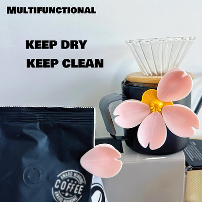 Cherry Blossom Magnetic Bag Clips, Pink Sakura, 1 Flower 5 Clips