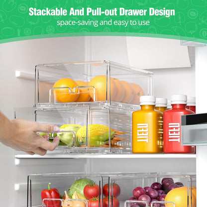 damynuo 2 Pack Fridge Drawer Organizer, Refrigerator Organizers and Storage
