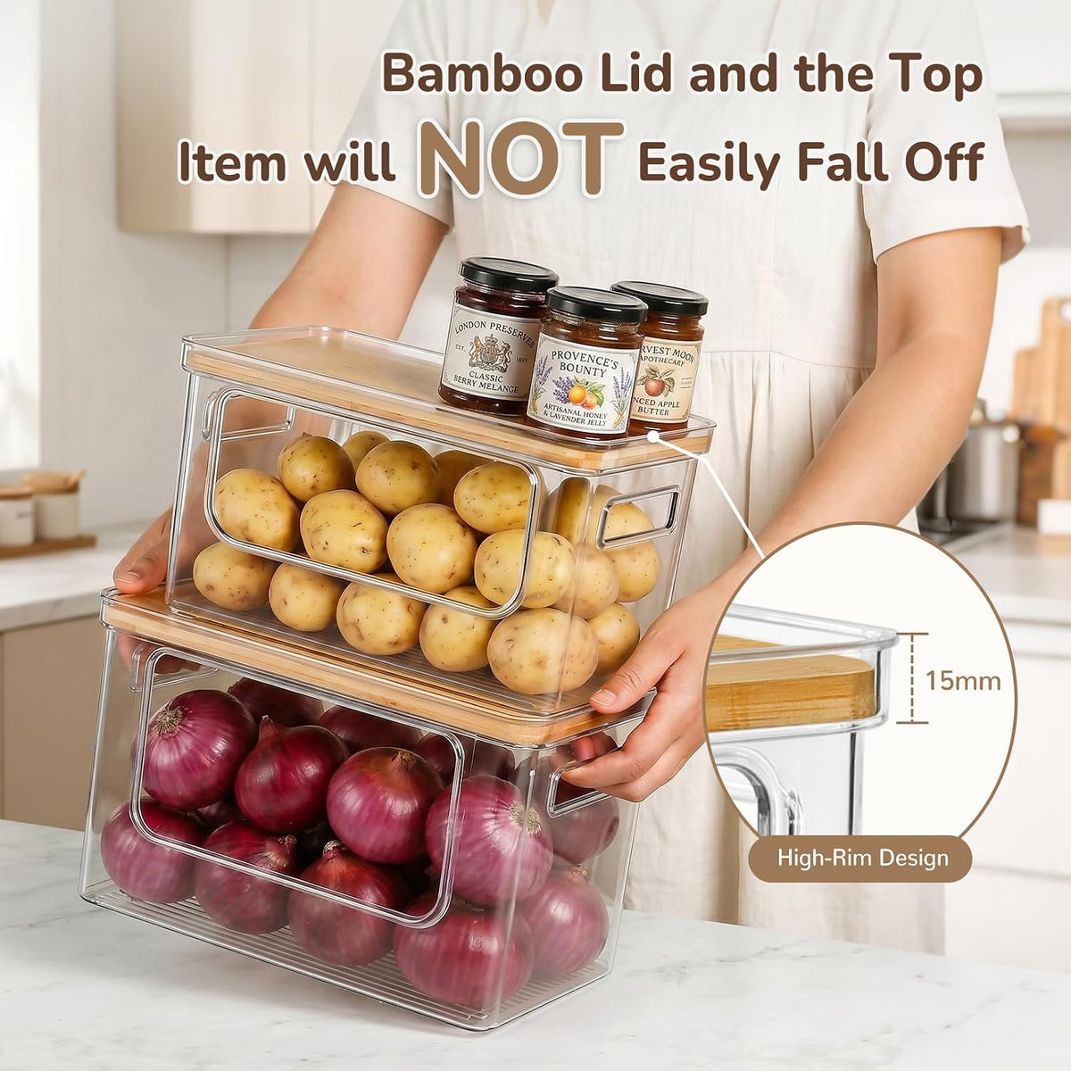 Hudgan Potato and Onion Storage Bin for Pantry Organizer, Veggie Container