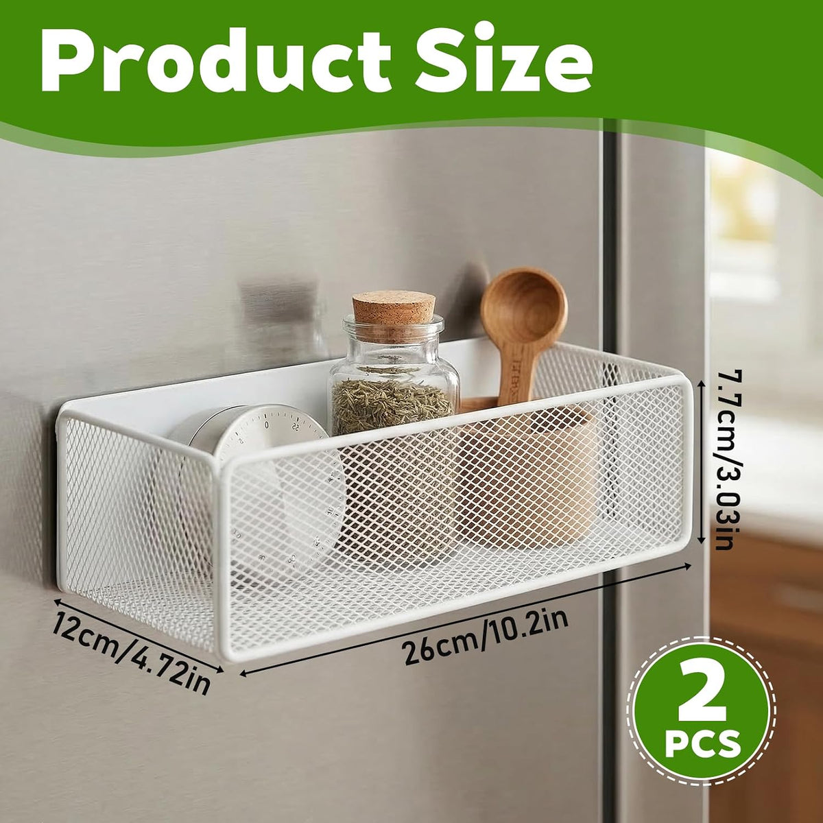 2 Pcs Magnetic Basket For Fridge