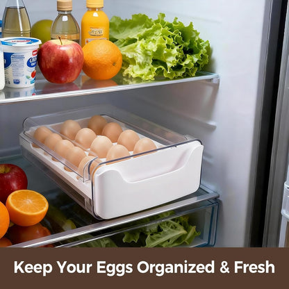 Egg-Holder for Fridge, Fits Small to Large Eggs, White