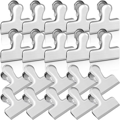 Bag Clips, 10 Pack Stainless Steel Chip Clips for Food, Food Clips Heavy Duty Clamp Clips Kitchen Clips Snack Clips for Office Kitchen Home, Gold