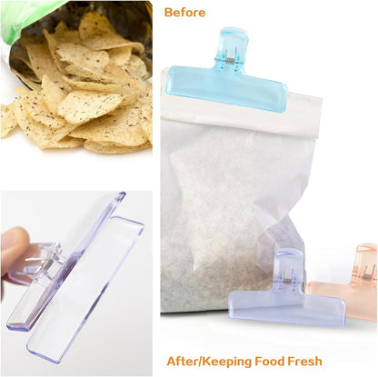 12 PCS Cute Chip Clips, Clear Plastic Clips Bag Clips for Food Sealing