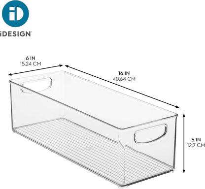 iDesign Plastic Stackable Pantry Bin with Handles, Clear
