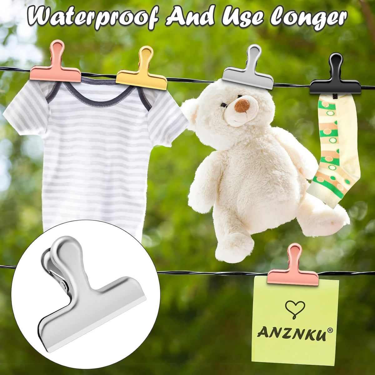 ANZNKU 6 Pack Chip Clips Bag Clips for Food Snack Kitchen Storage(Silver)