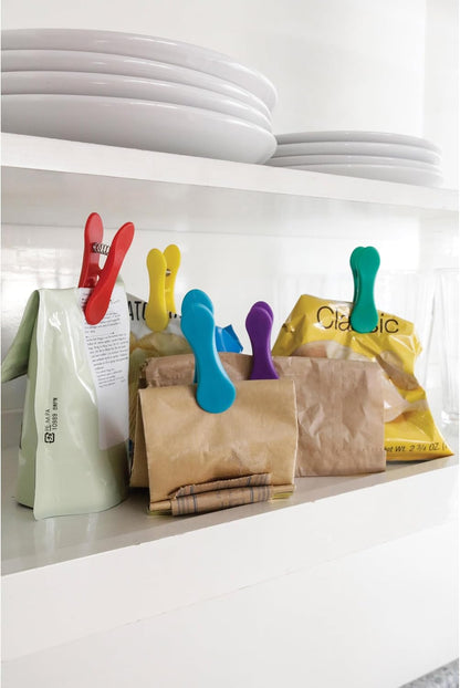 Kikkerland Rainbow Bag Clips (Set of 8), Multicolor