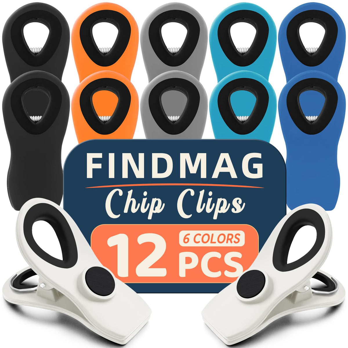 12 Pack Chip Clips, Chip Bag Clips for Kitchen, Black