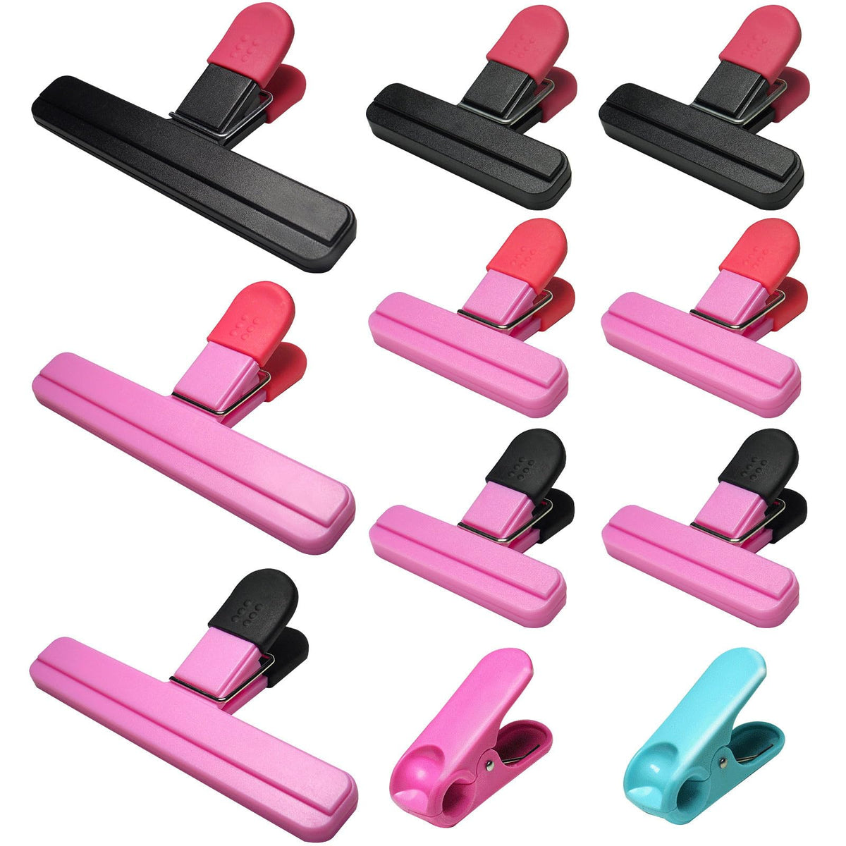 11 Pack Chip Clips Food Bag Clips for Food Packages Chips Storage Bags Heavy Duty Snack Kitchen Potato (3 Large, 6 Small & 2 Round, Bright Style)