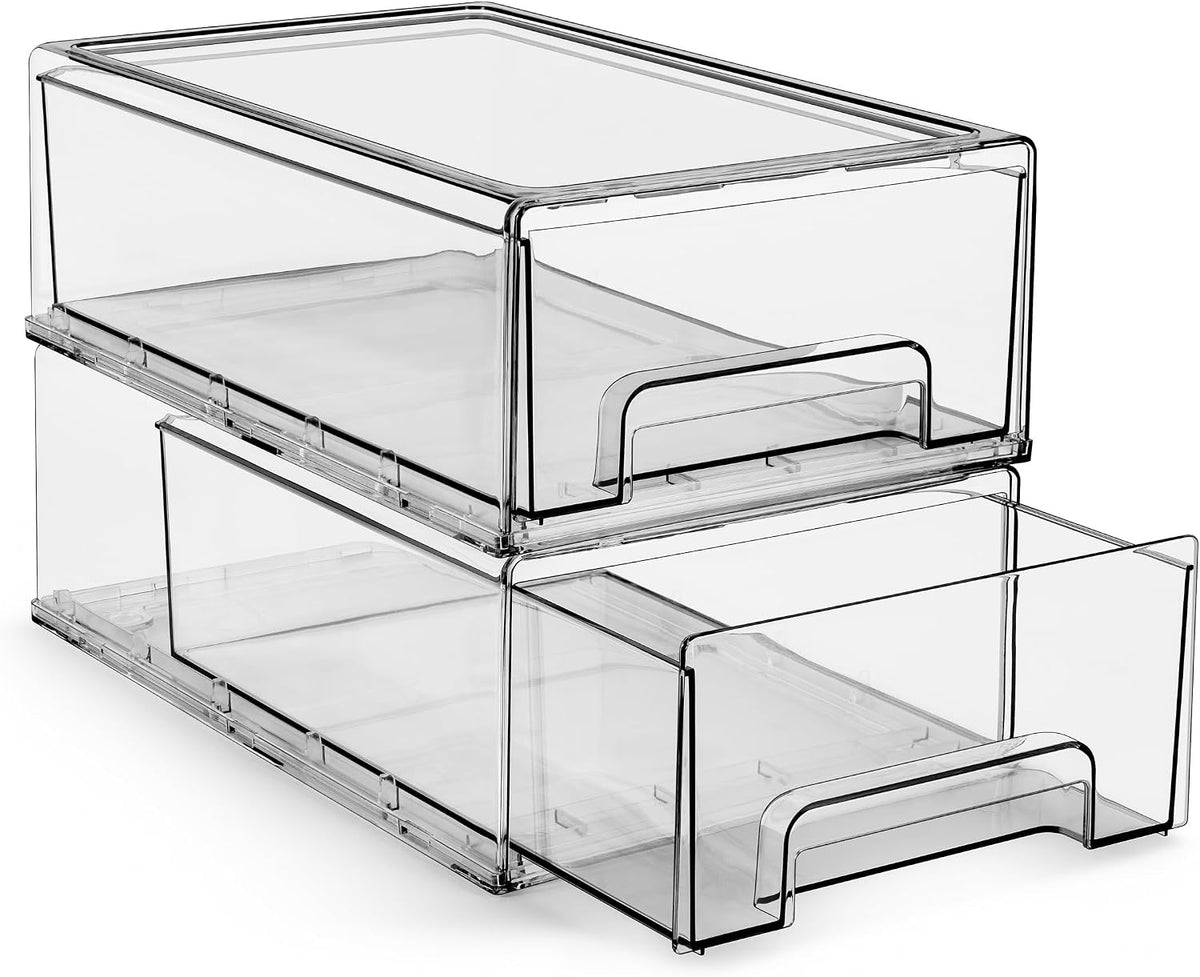 Sorbus Clear Stackable Storage Drawers for Refrigerator (Medium, 2 Pack)