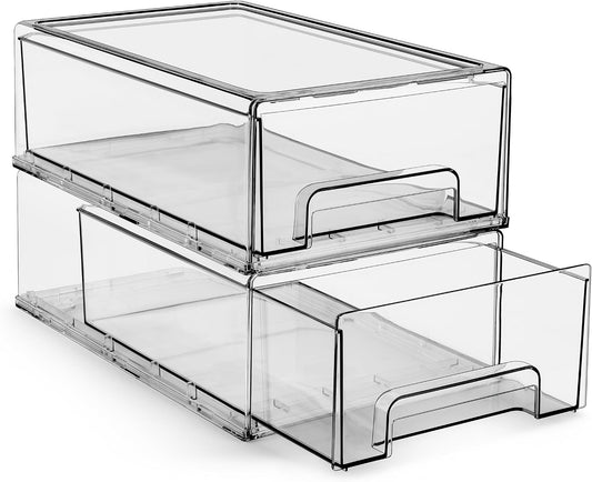 Sorbus Clear Stackable Storage Drawers for Refrigerator (Medium, 2 Pack)