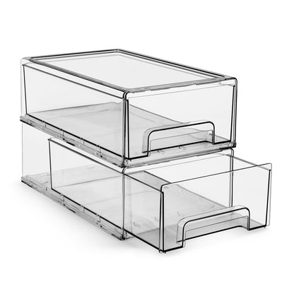 Sorbus Clear Stackable Storage Drawers for Refrigerator (Medium, 2 Pack)