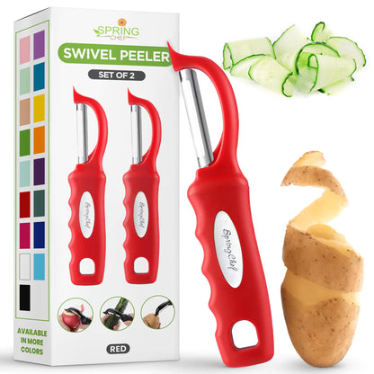 Spring Chef Original Swivel Vegetable Peeler with Soft Grip Handle, Black