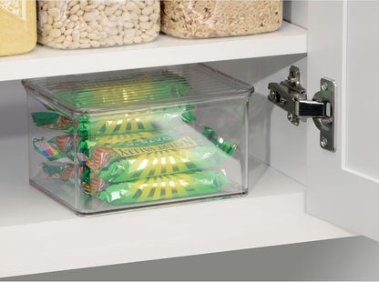 iDesign Plastic Stackable Hinged-Lid Storage Box, Clear