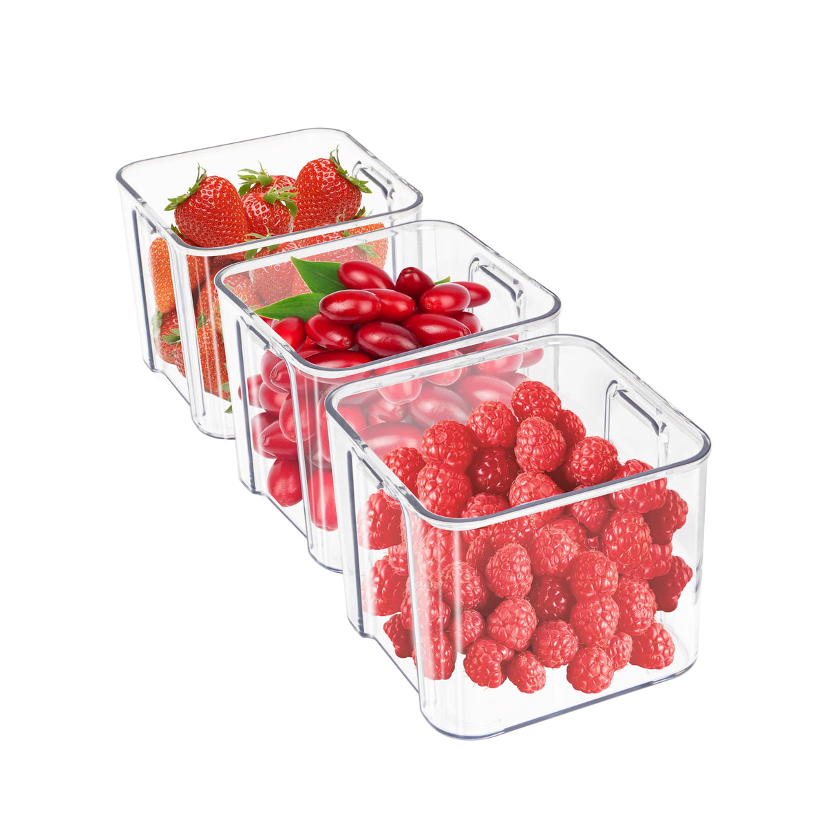3Pack Fridge Organizer Drawer Divider Cube Pull-Out Bins Clear Food Container Refrigerator Storage box Produce Saver for Pantry Kitchen Cabinet