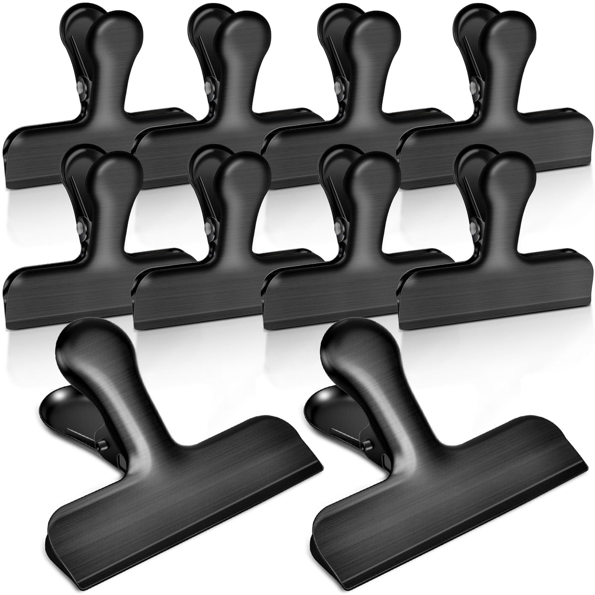 Bag Clips, 10 Pack Stainless Steel Chip Clips for Food, Food Clips Heavy Duty Clamp Clips Kitchen Clips Snack Clips for Office Kitchen Home, Gold
