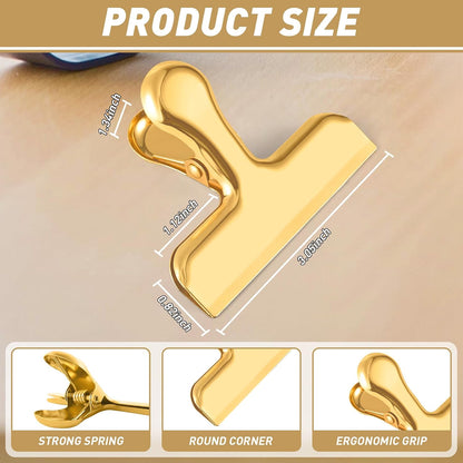 Funfery Chip Clips Bag Clips Gold Stainless Steel Clip for Food Storage