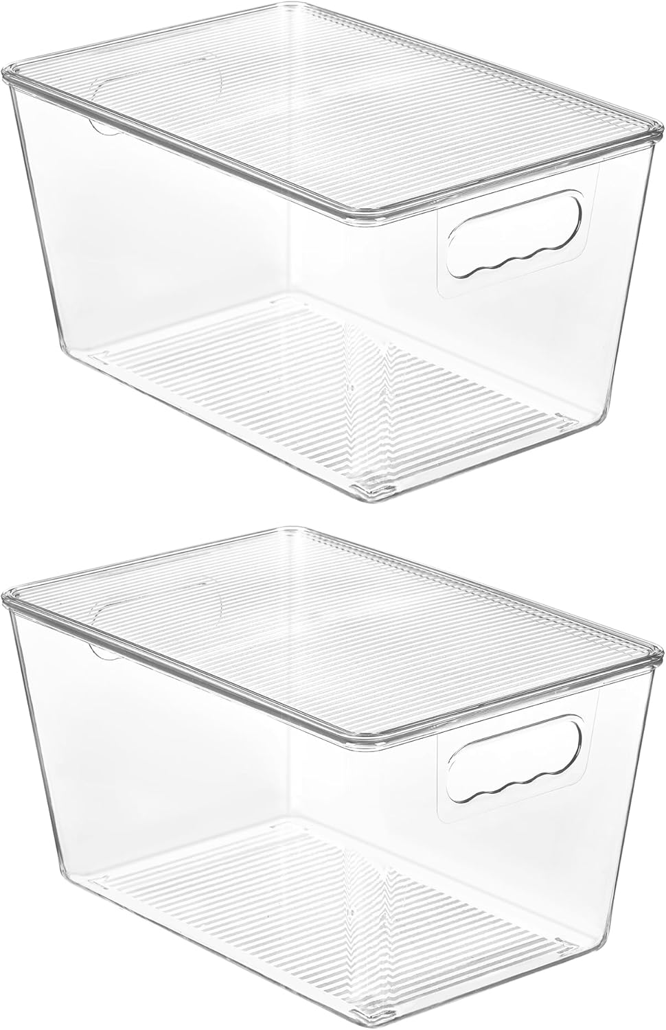 Vtopmart 2 Pack Clear Stackable Storage Bins with Lids and Handles, Large