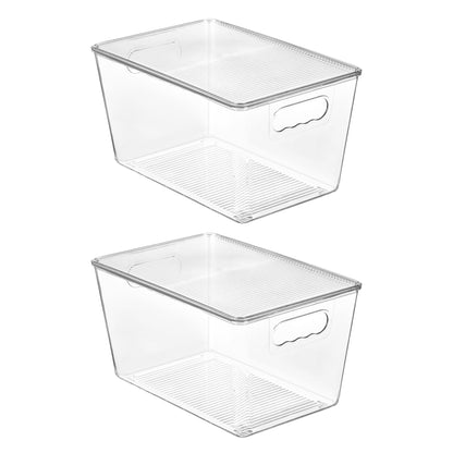 Vtopmart 6 Pack Clear Stackable Storage Bins with Lids and Handles, XLarge