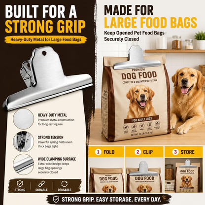 Dog Food Bag Clip, 14.5cm Heavy Duty Metal Large Food Bags Sealing Clip