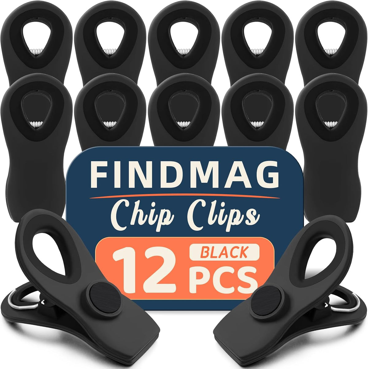 12 Pack Chip Clips, Chip Bag Clips for Kitchen, Black