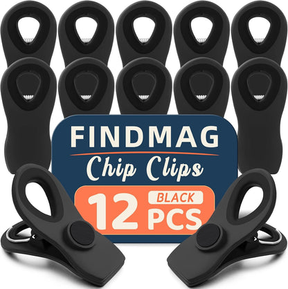 12 Pack Chip Clips, Chip Bag Clips for Kitchen, Black