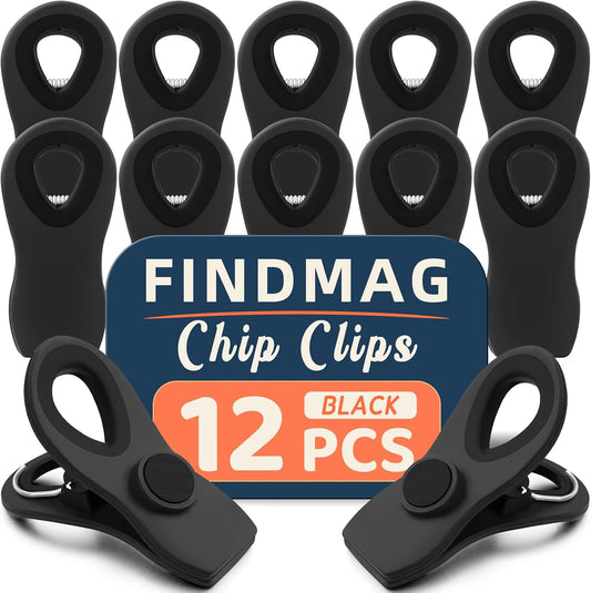 12 Pack Chip Clips, Chip Bag Clips for Kitchen, Black