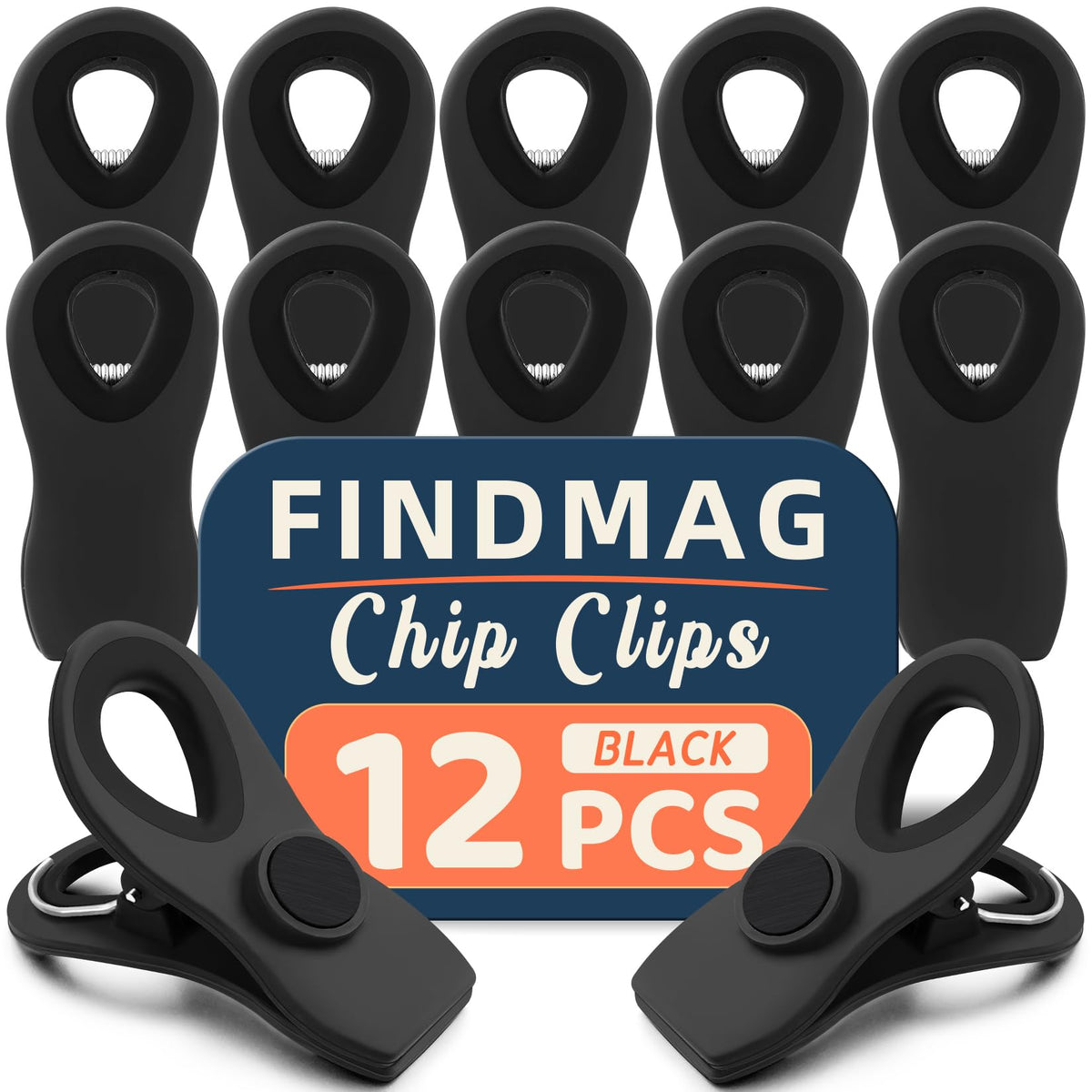 12 Pack Chip Clips, Chip Bag Clips for Kitchen, Black