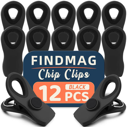 12 Pack Chip Clips, Chip Bag Clips for Kitchen, Black