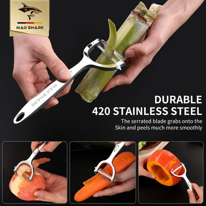 MAD SHARK Vegetable Peeler,Ultra Sharp Y Serrated Blade Peelers for Kitchen