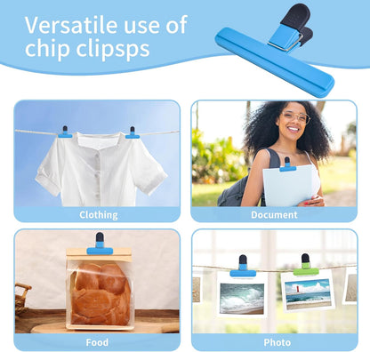 UNIYO 9Pack Large Chip Bag Clips - Assorted Sizes Food Bag Clips Plastic Heavy Seal Grip