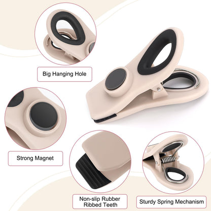 TACGEA Chip Clips, Magnetic Bag Clips for Food Storage, 12 Pack, Neutral