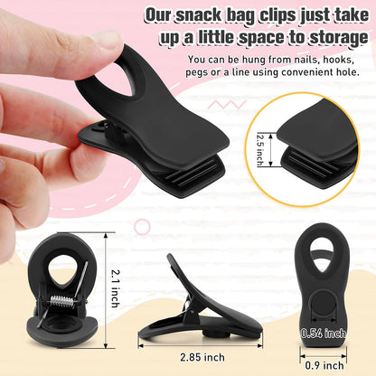 12 Pack Chip Clips, Chip Bag Clips for Kitchen, Black