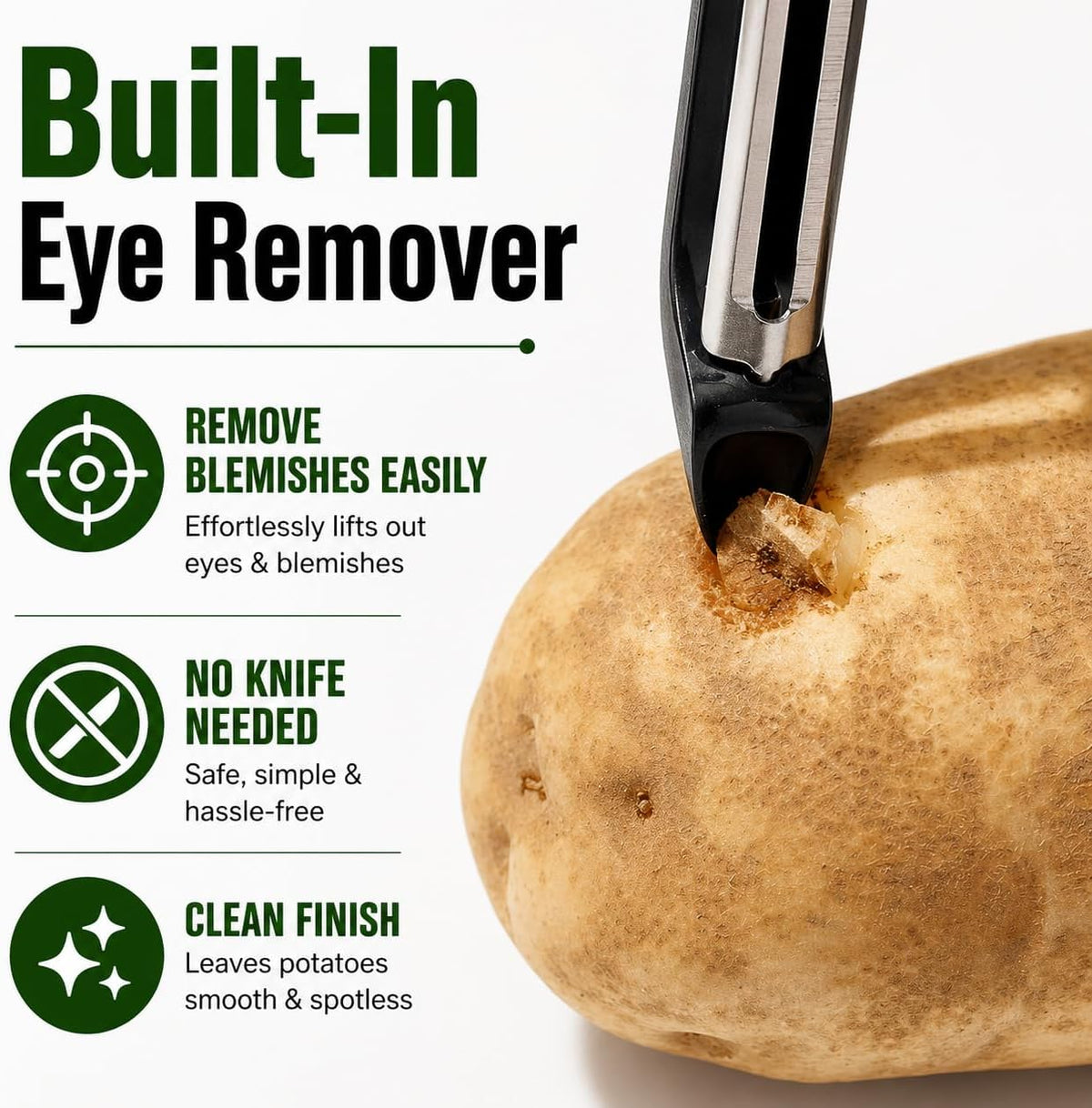 Black Premium Vegetable Peeler | Ultra-Sharp Swivel Stainless Steel Blade | Ergonomic Soft Grip Handle | Mango Peeler | Dishwasher Safe | Skin Peeler for Veggies & Fruits | Potato Peeler & Eye Remover
