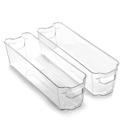 BINO | Stackable Storage Bins, Small - 2 Pack | THE STACKER COLLECTION | Clear Plastic | Built-In Handles | BPA-Free | Containers for Organizing Kitchen Pantry | Multi-Use Organizer