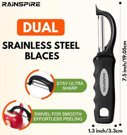 Swivel Vegetable Peeler Soft Comfort Handle Sturdy Long-Lasting 2Pcs Black