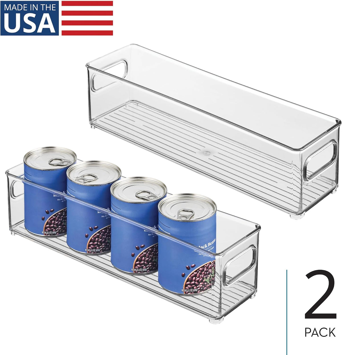 iDesign Stackable Fridge Bin with Handles, Set of 2, Clear