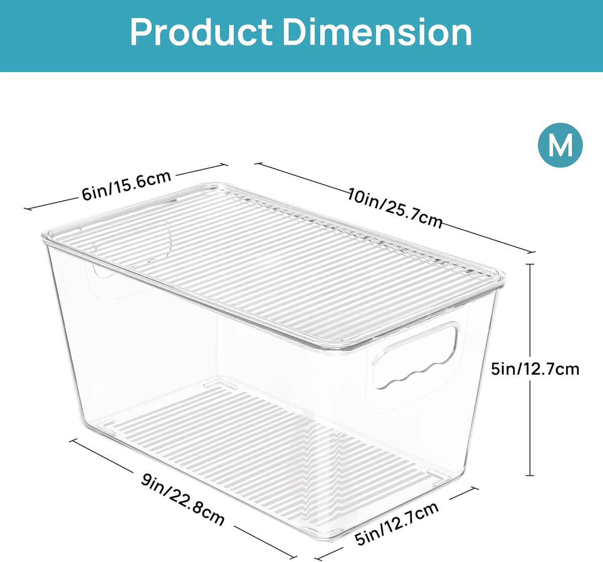 Vtopmart 6 Pack Clear Stackable Storage Bins with Lids and Handles, Medium