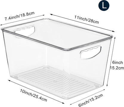 theaoo Large Clear Storage Bins with Lids, Stackable Containers, 8 Pack