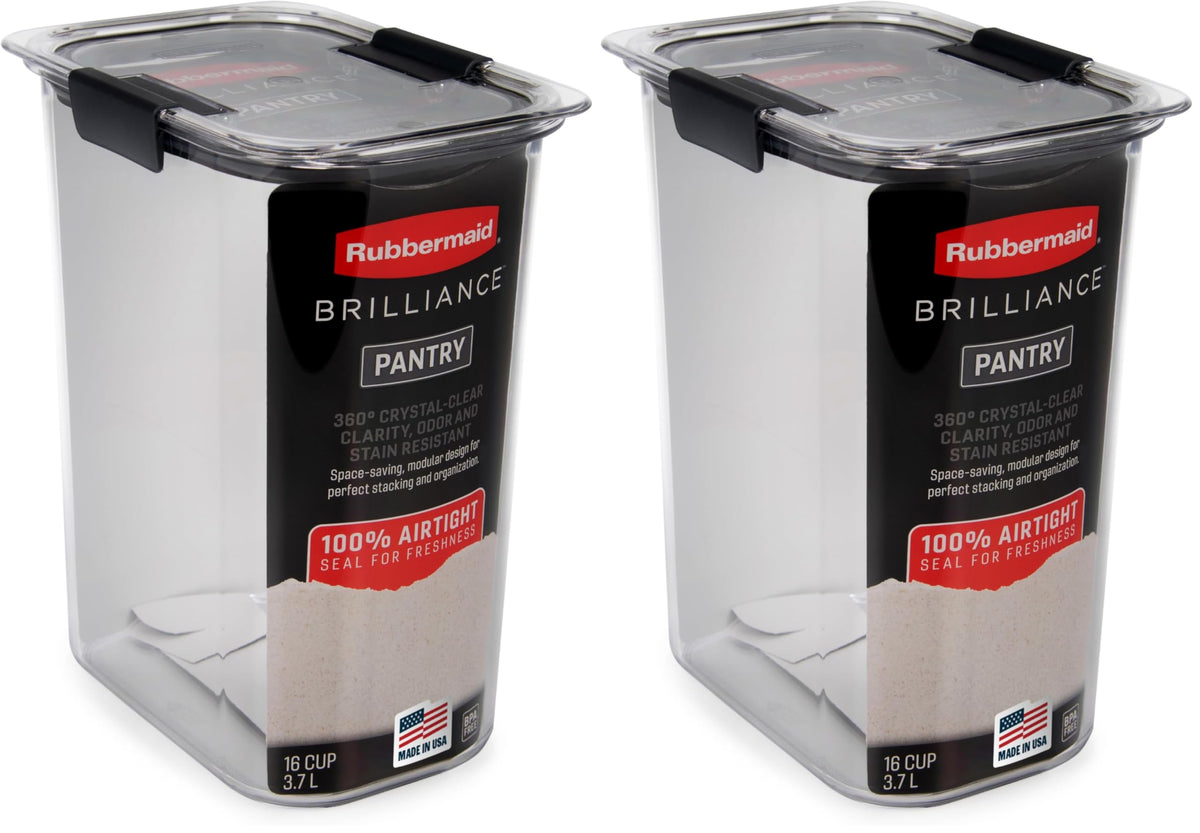 Rubbermaid Brilliance Pantry Airtight Food Storage Container, BPA-Free 7.8 Cup, Ideal for Brown Sugar - Efficient, Leak-Proof and Dishwasher-safe