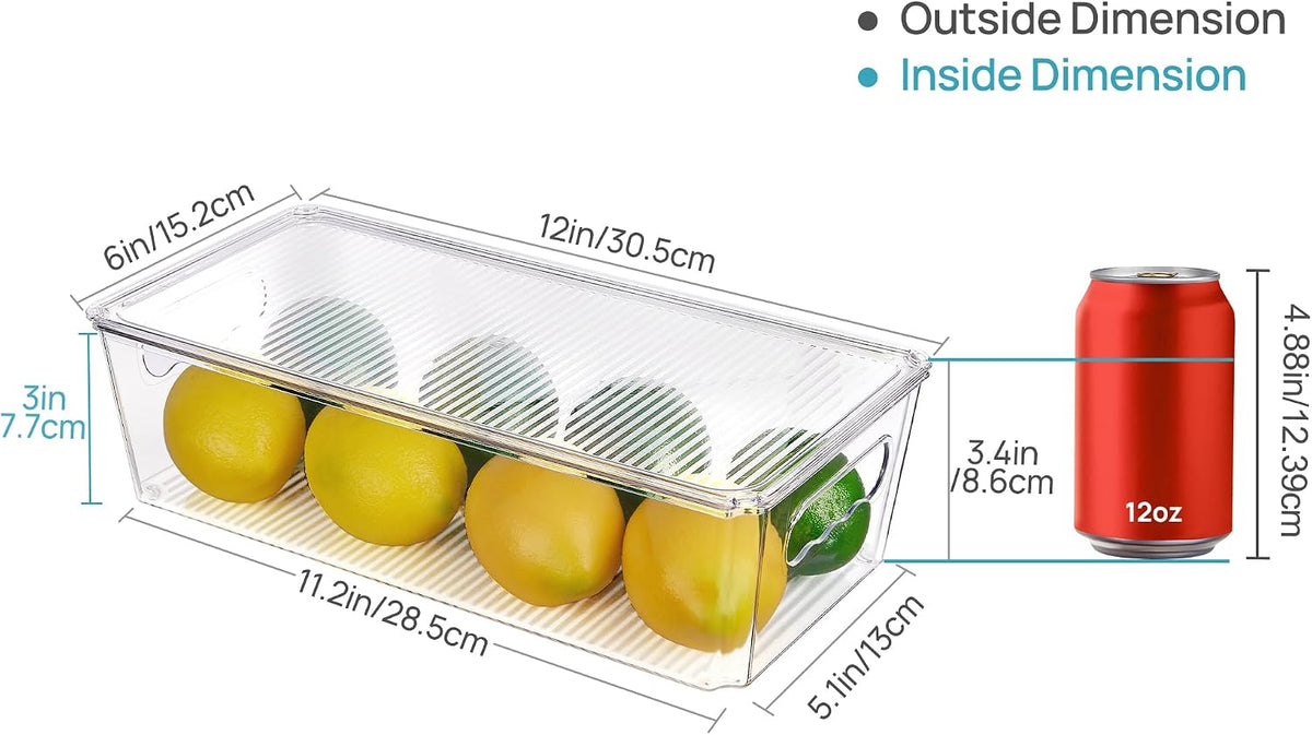 Vtopmart 4pcs Clear Stackable Storage Bins with Lids