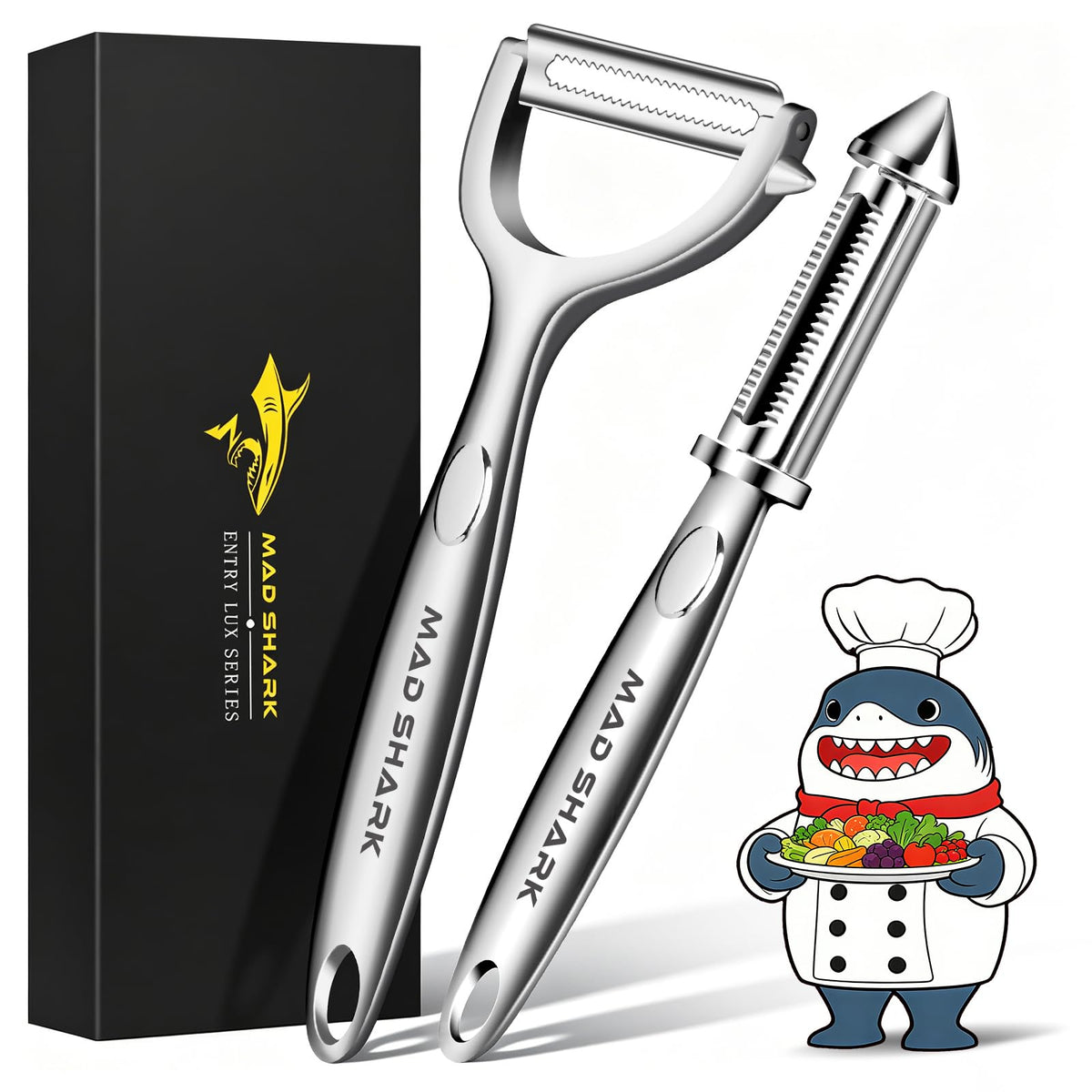 MAD SHARK Vegetable Peeler,Ultra Sharp Y Serrated Blade Peelers for Kitchen
