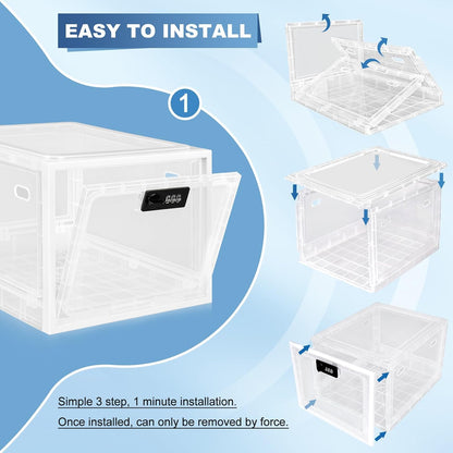Medicine Lock Box for Safe Medication, Premium Material Lockable Storage Box Locking Organizer Bin with Combination Code for Fridge Food/Snacks/Phone/Tablet Jail/Home/Office Storage Lockers