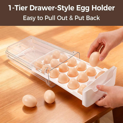 Egg-Holder for Fridge, Fits Small to Large Eggs, White