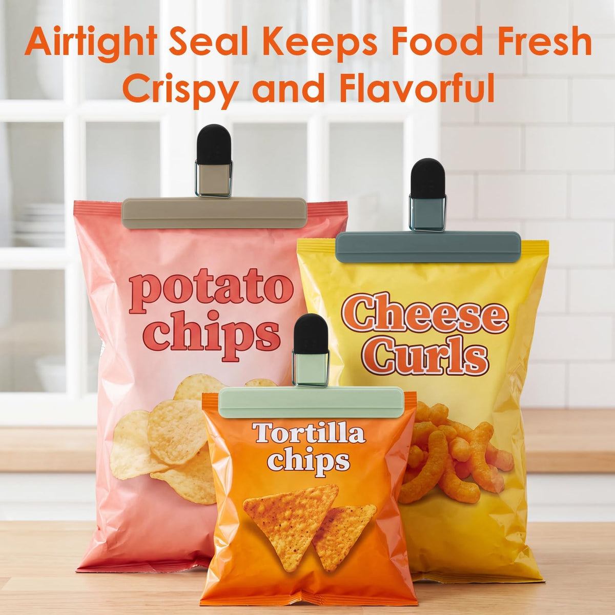 TACGEA Large Chip Clips, 6 Pack Upgrade Wide Open Bag Clips for Food Storage with Air Tight Seal Grip, Neutral Color