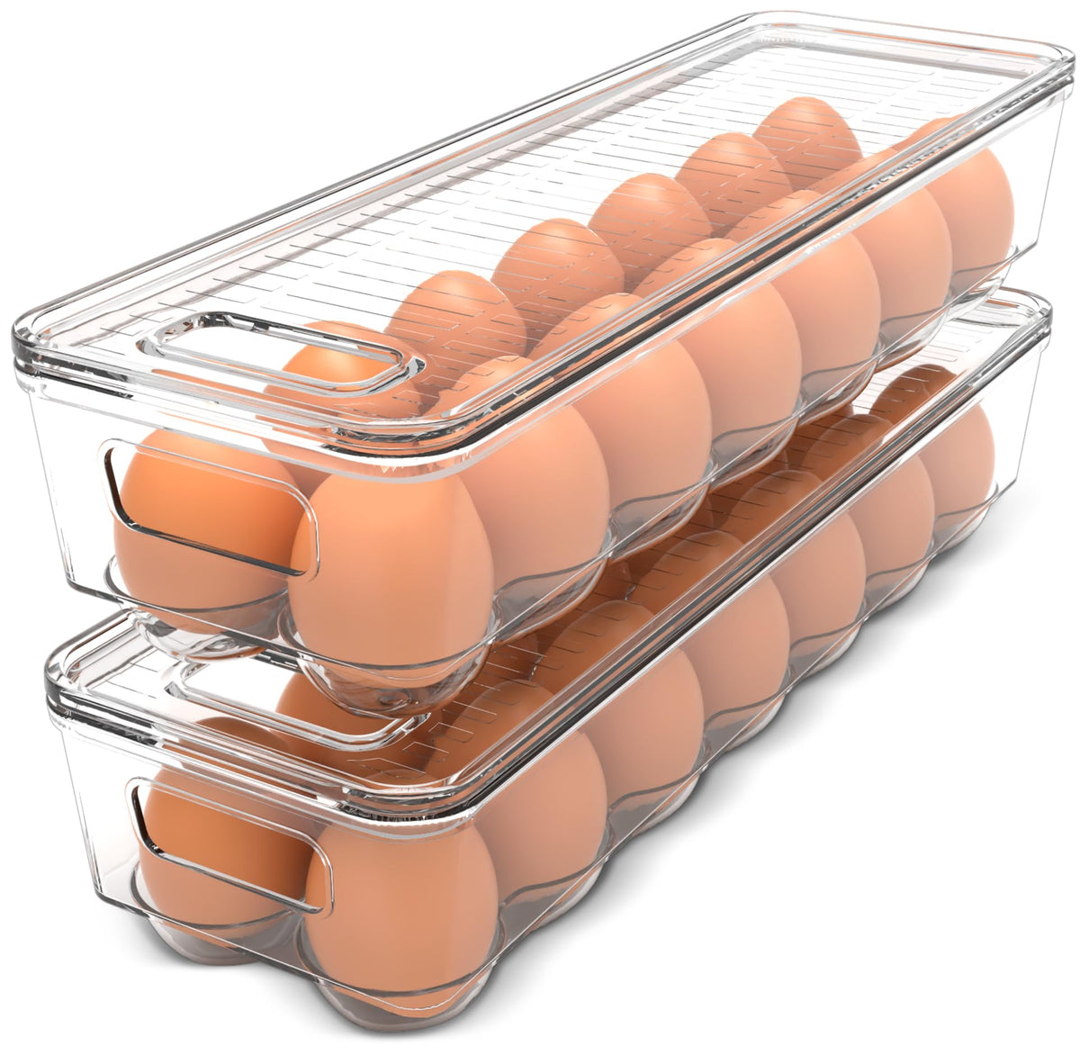 Utopia Home Egg Holder for Fridge, Stackable Egg Container, 2 Pack, Clear