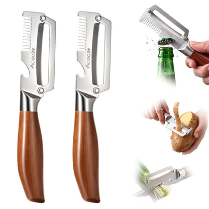 2 Pack Multi Vegetable Peeler, 3-in-1 Peeler For Kitchen with Bottle Opener